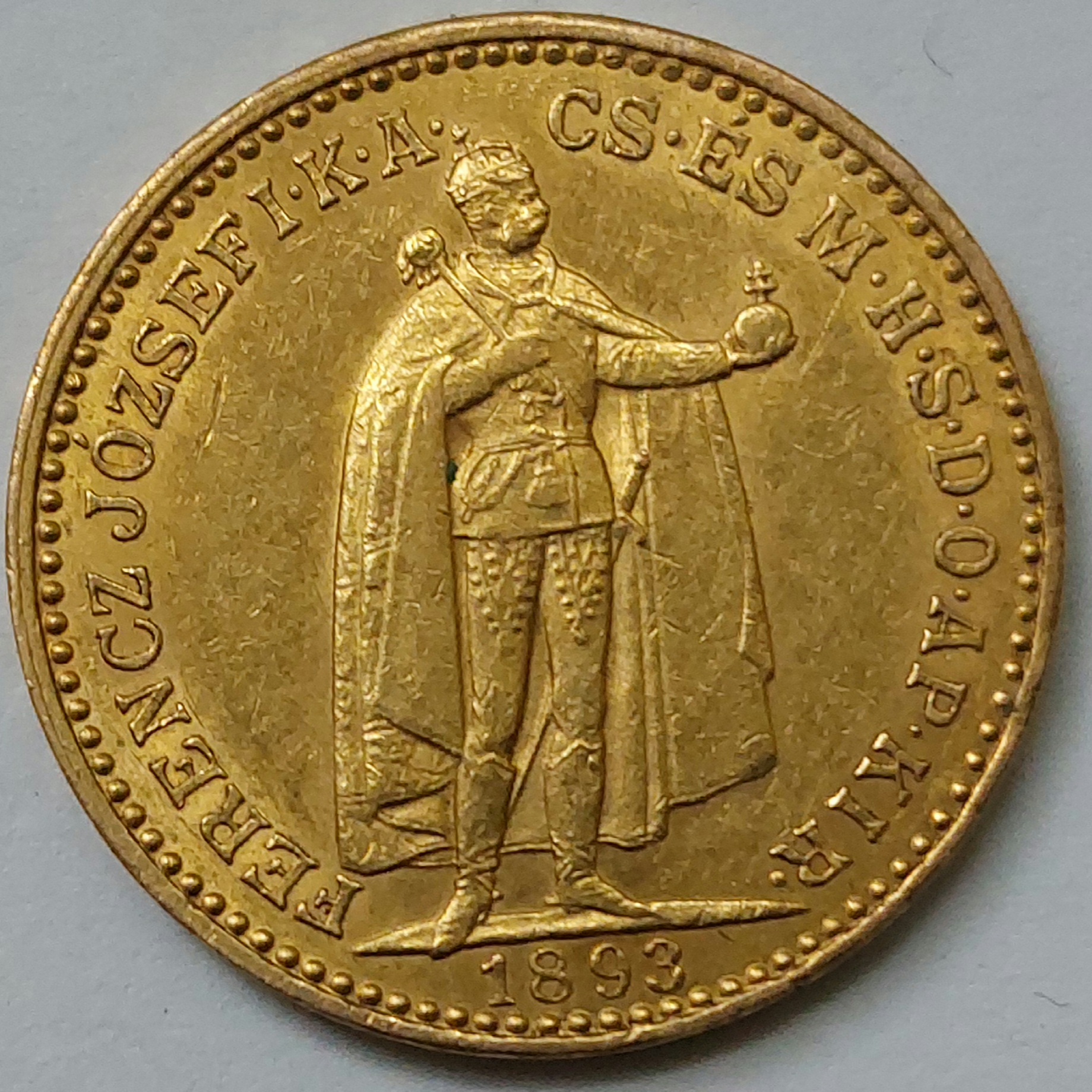 Златна монета 20 корони Унгария 1893 - Франц Йосиф I - 1